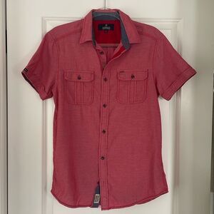 Buffalo David Bitton Men's Short Sleeve Button Up Shirt Size Small Red Casual